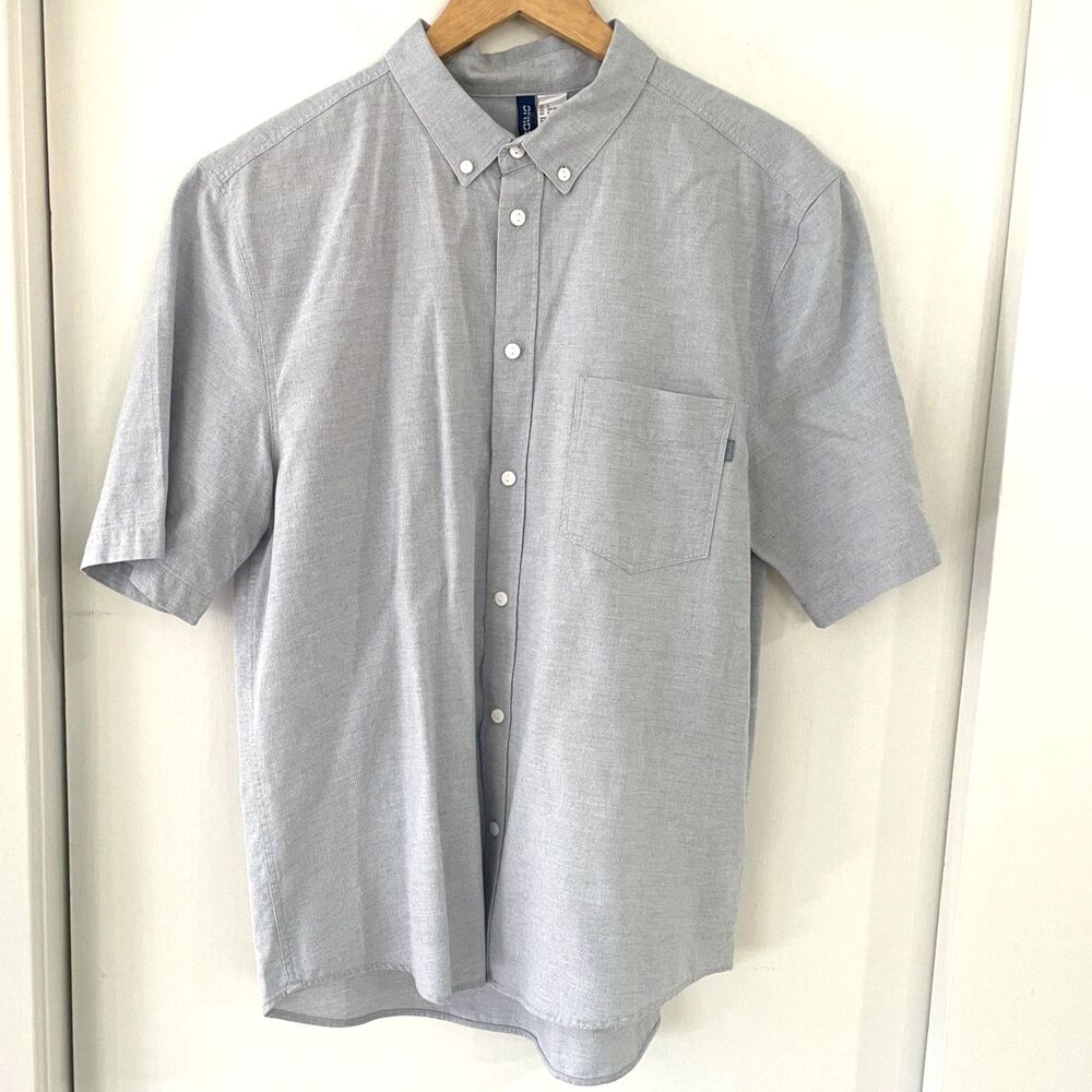 Divided H&M Men's Size L Blue Oxford Button Down Shirt Sleeve Shirt EUC